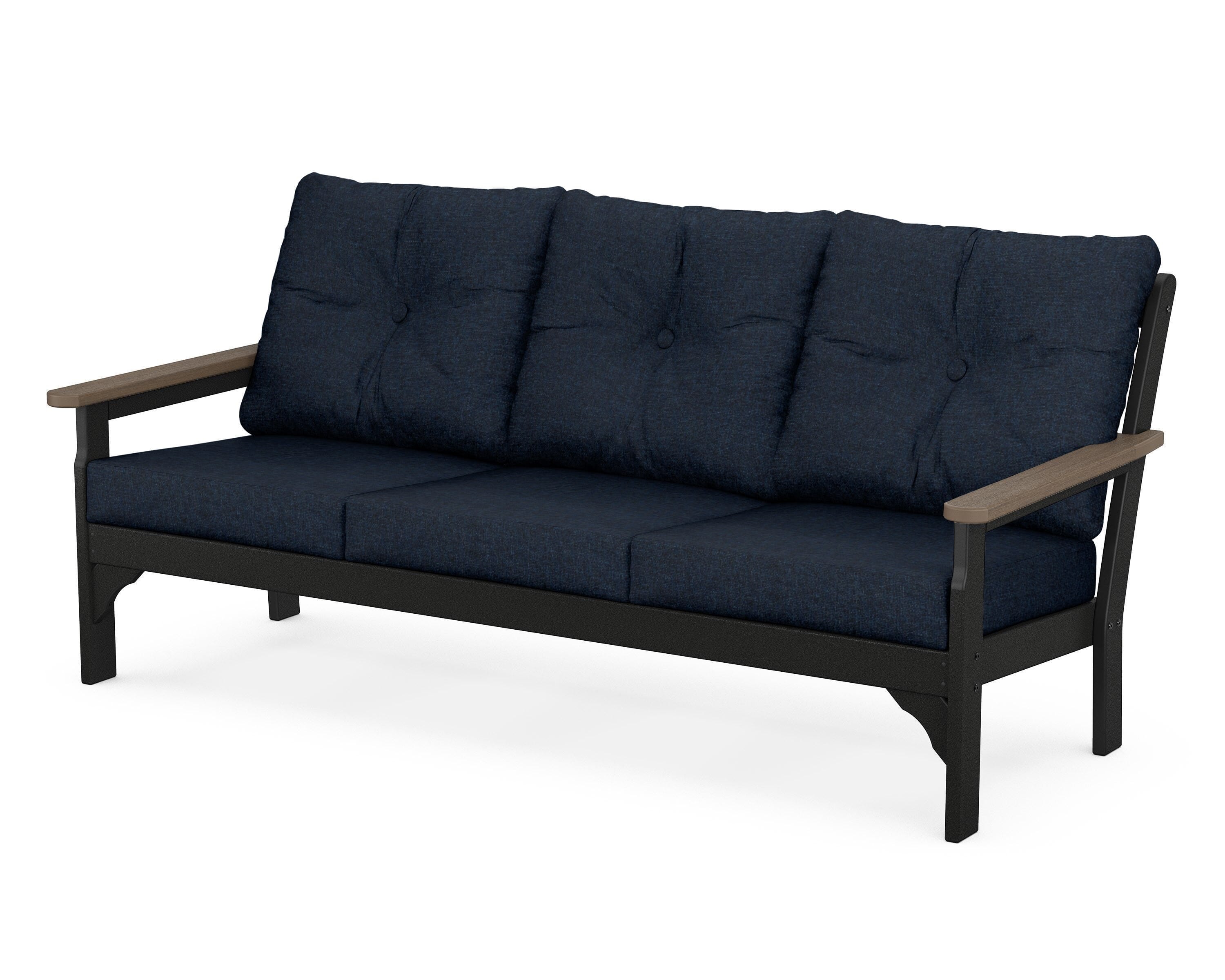 POLYWOOD® Vineyard Deep Seating Sofa in Black / Kona / Marine Indigo