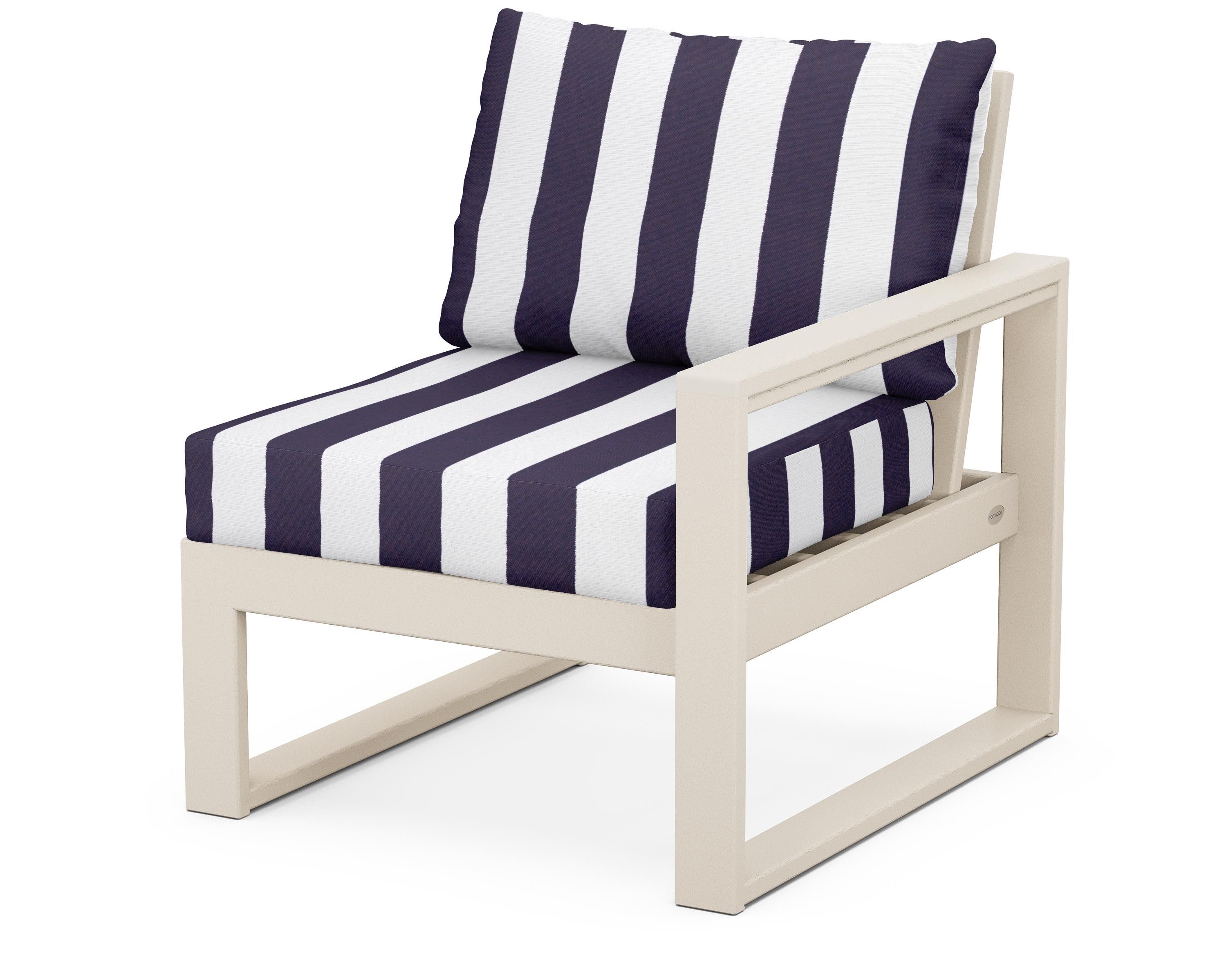 POLYWOOD® EDGE Modular Right Arm Chair in Sand / Cabana Stripe Navy