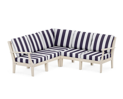 POLYWOOD® Braxton Modular 5-Piece Deep Seating Set in Sand / Cabana Stripe Navy