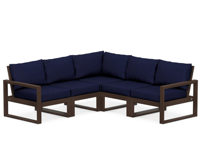 POLYWOOD® EDGE 5-Piece Modular Deep Seating Set in Mahogany / Navy