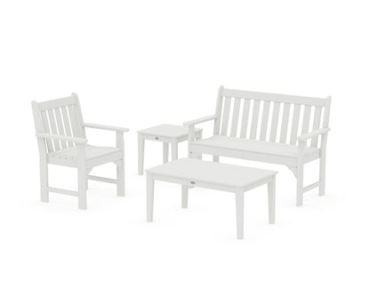 POLYWOOD® Vineyard 4-Piece Bench Seating Set in White