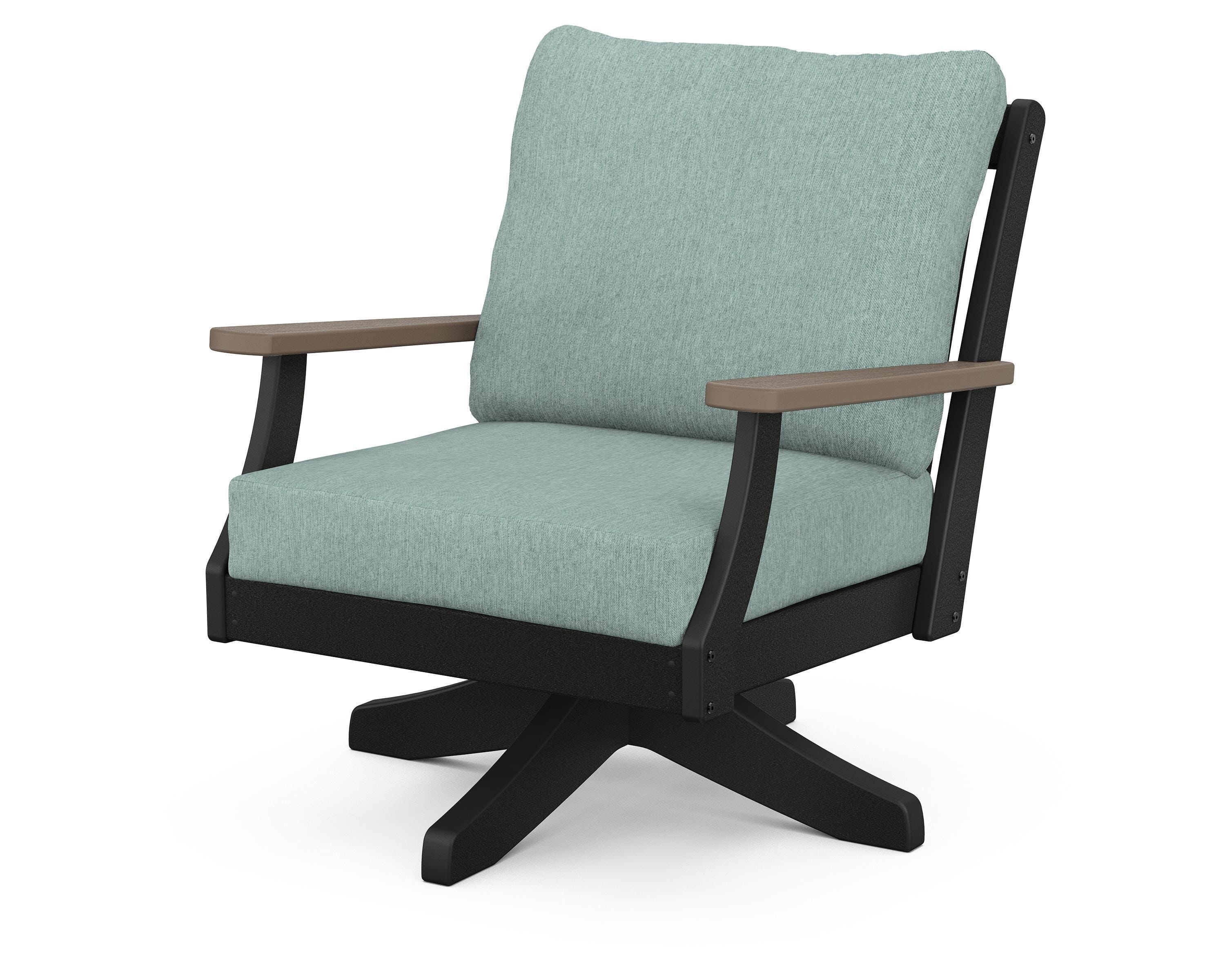 POLYWOOD® Braxton Deep Seating Swivel Chair in Black / Kona / Glacier Spa