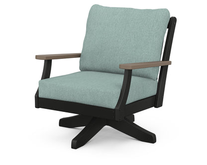 POLYWOOD® Braxton Deep Seating Swivel Chair in Black / Kona / Glacier Spa