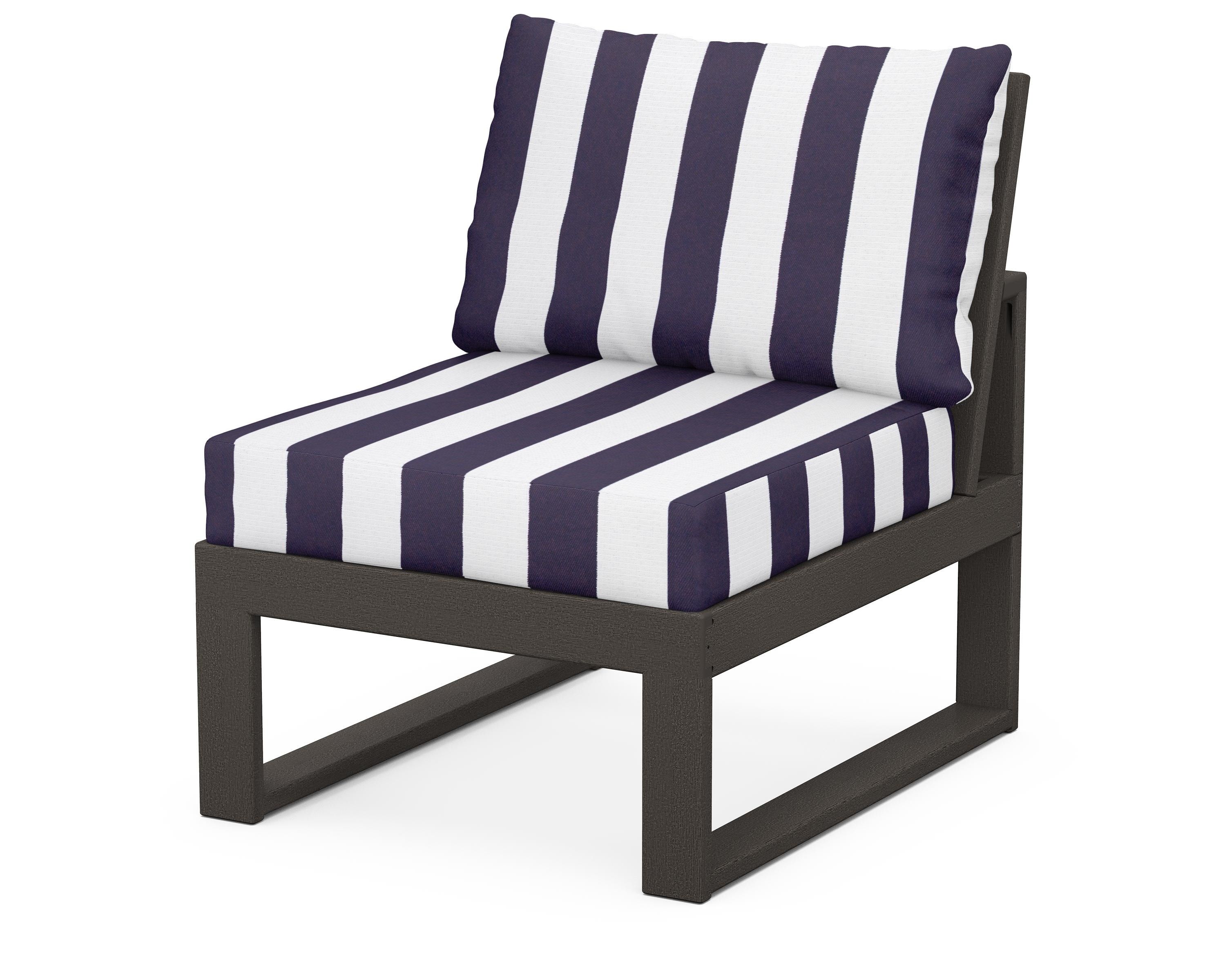 Unbranded Modular Armless Chair in Vintage Coffee / Cabana Stripe Navy