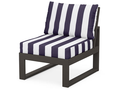 Unbranded Modular Armless Chair in Vintage Coffee / Cabana Stripe Navy