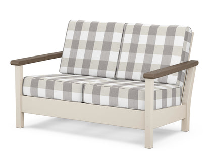 POLYWOOD® Harbour Deep Seating Loveseat in Sand / Kona / Buffalo Plaid Grey Mist