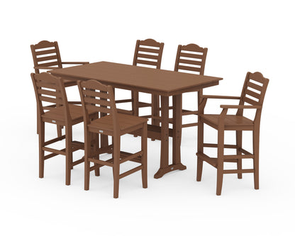 Draper James™ by  POLYWOOD® Savannah 7-Piece Farmhouse Bar Set with Trestle Legs in Teak