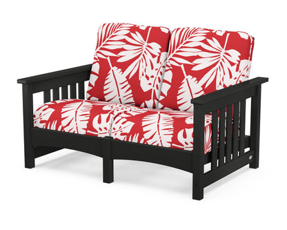POLYWOOD® Club Mission Loveseat in Black / Leaf Crimson