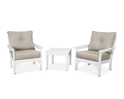 POLYWOOD® Vineyard 3-Piece Deep Seating Set in White / Cast Ash