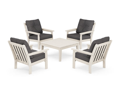 POLYWOOD® Vineyard 5-Piece Deep Seating Conversation Set in Sand / Ash Charcoal
