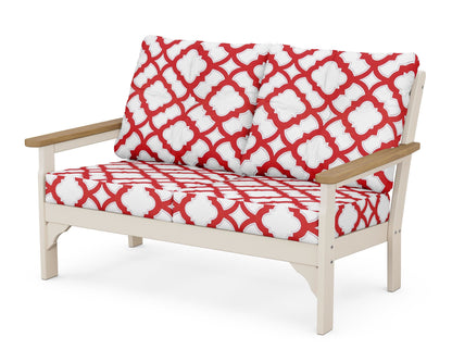 POLYWOOD® Vineyard Deep Seating Loveseat in Sand / Natural / Trellis Crimson