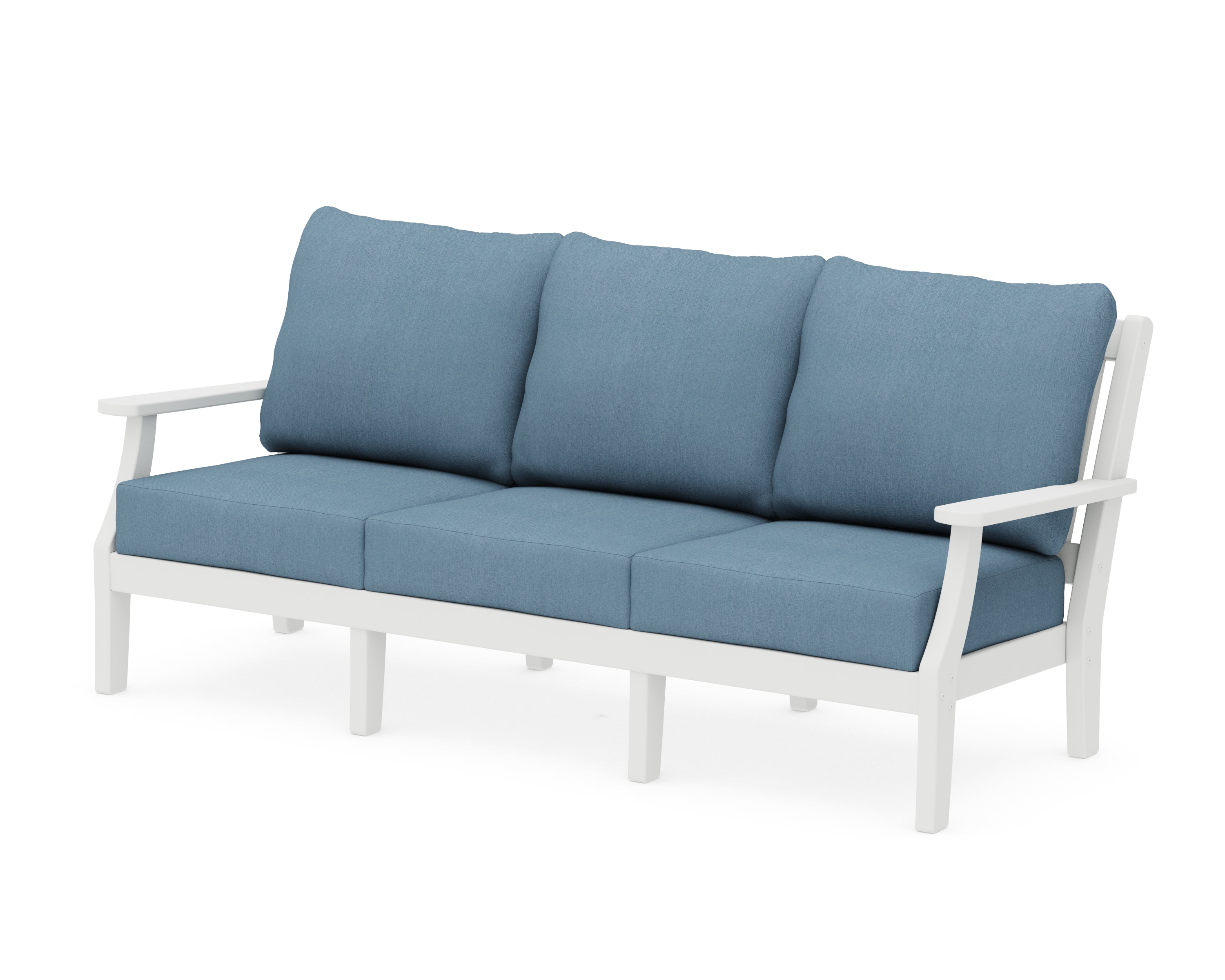 Martha Stewart by POLYWOOD® Chinoiserie Deep Seating Sofa in White / Sky Blue