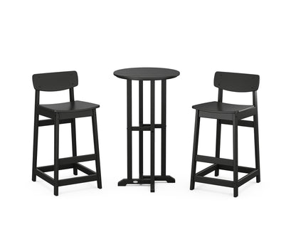 POLYWOOD® Modern Studio Urban Lowback Bar Chair 3-Piece Bistro Set in Black