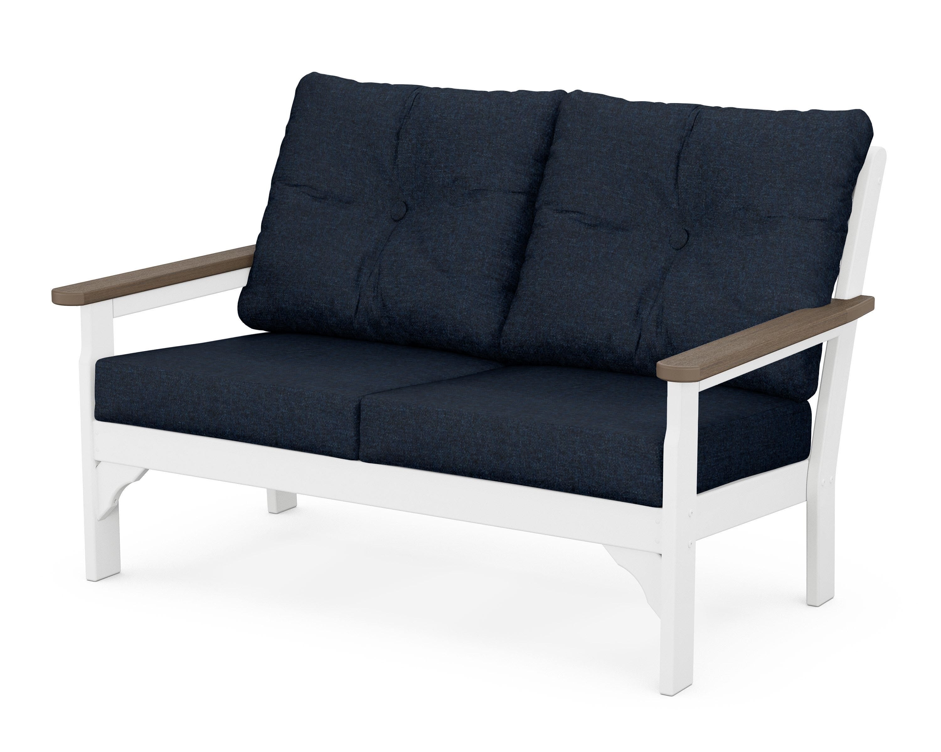 POLYWOOD® Vineyard Deep Seating Loveseat in White / Kona / Marine Indigo
