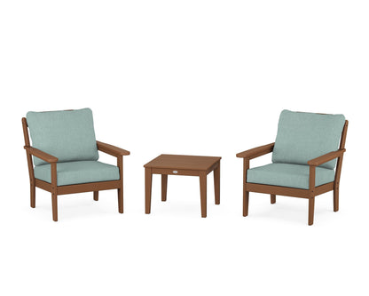 Country Living Cottage 3-Piece Deep Seating Set in Teak / Glacier Spa