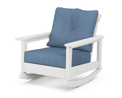 POLYWOOD® Prescott Deep Seating Rocking Chair in White / Sky Blue