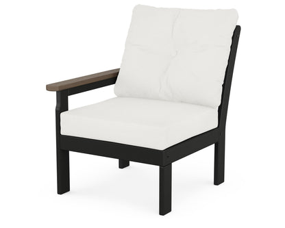 POLYWOOD® Vineyard Modular Left Arm Chair in Black / Kona / Natural Linen