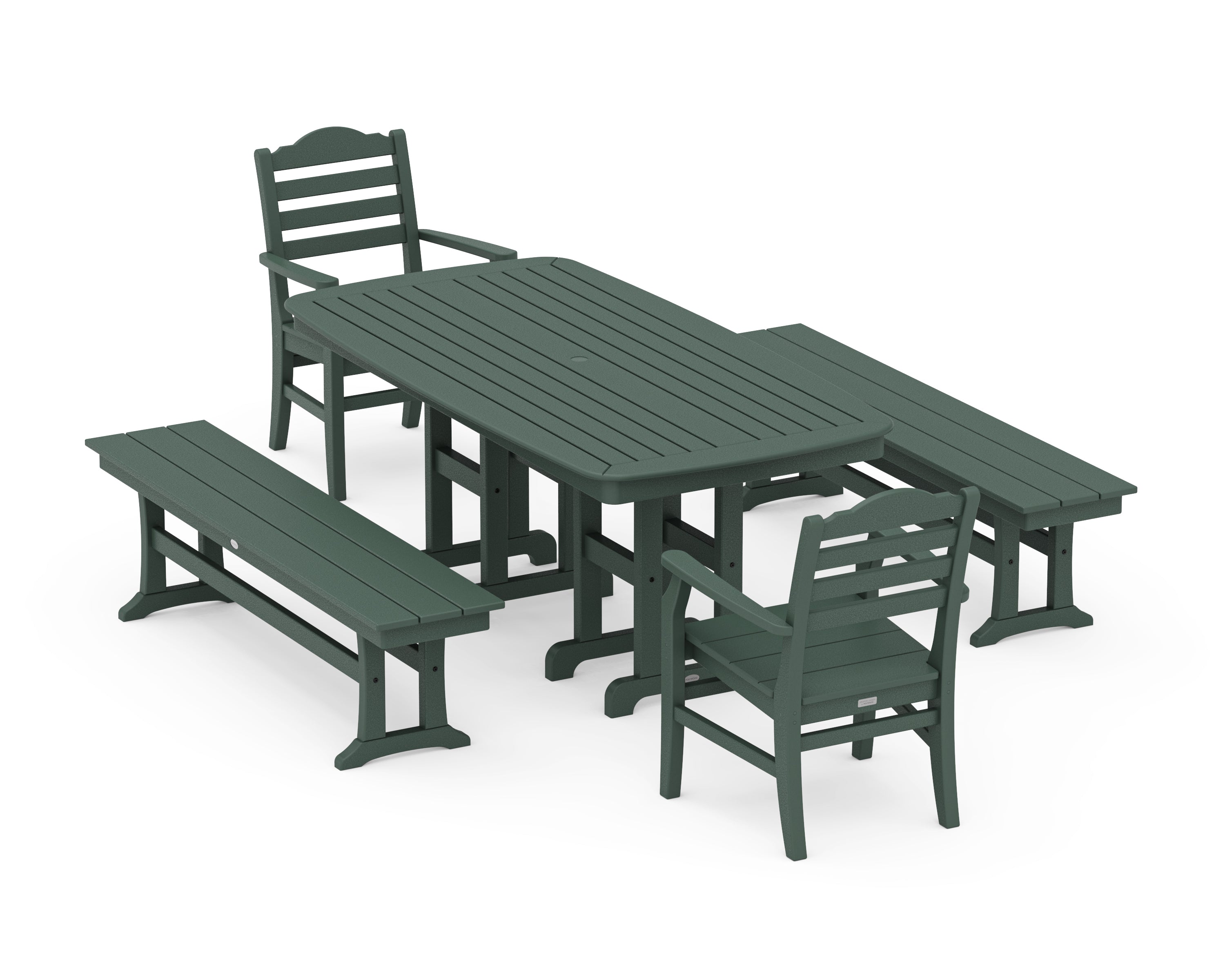 POLYWOOD® Savannah 5-Piece Dining Set with Benches in Green