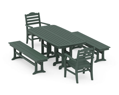 POLYWOOD® Savannah 5-Piece Dining Set with Benches in Green