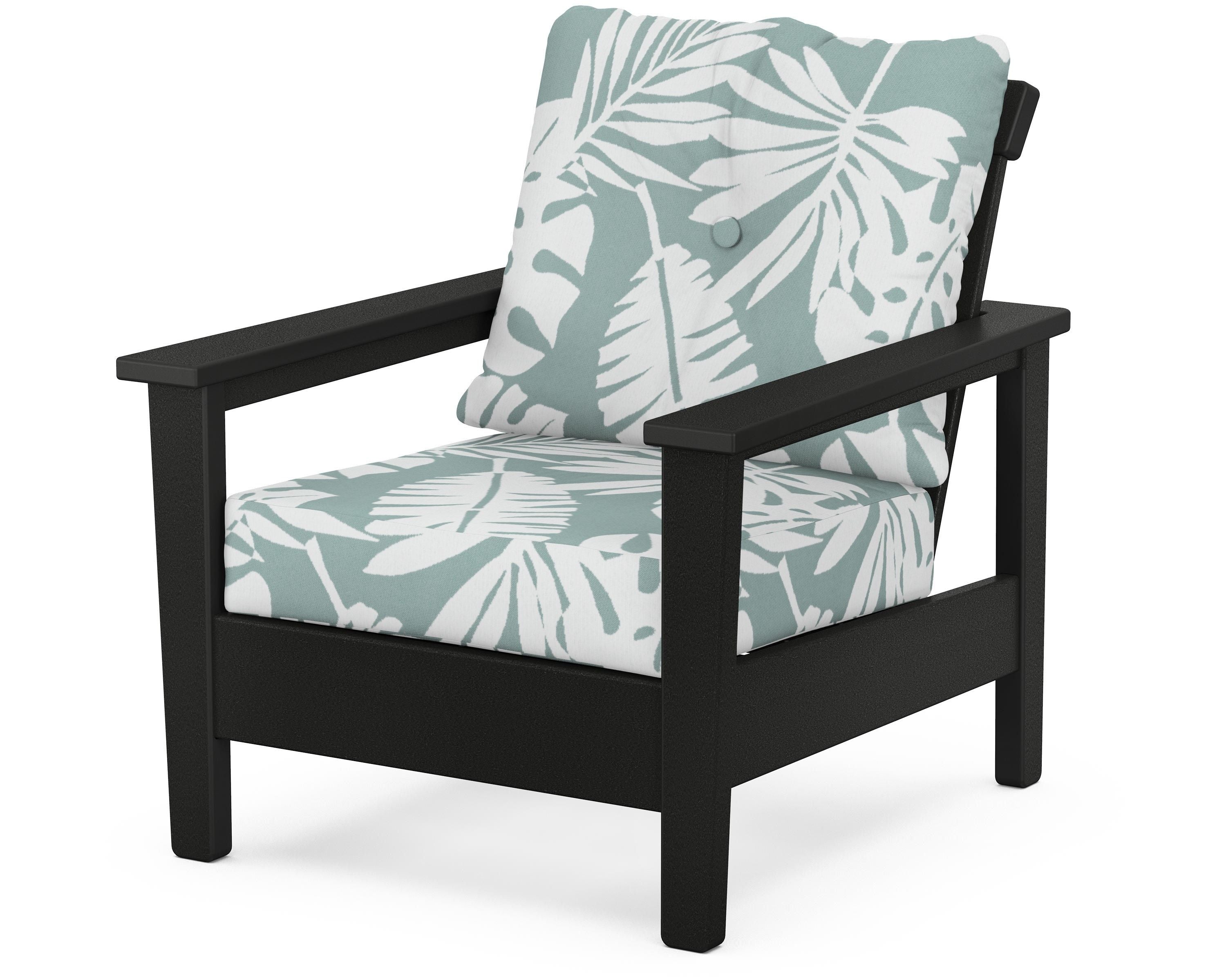 POLYWOOD® Prescott Deep Seating Chair in Black / Leaf Glacier Spa