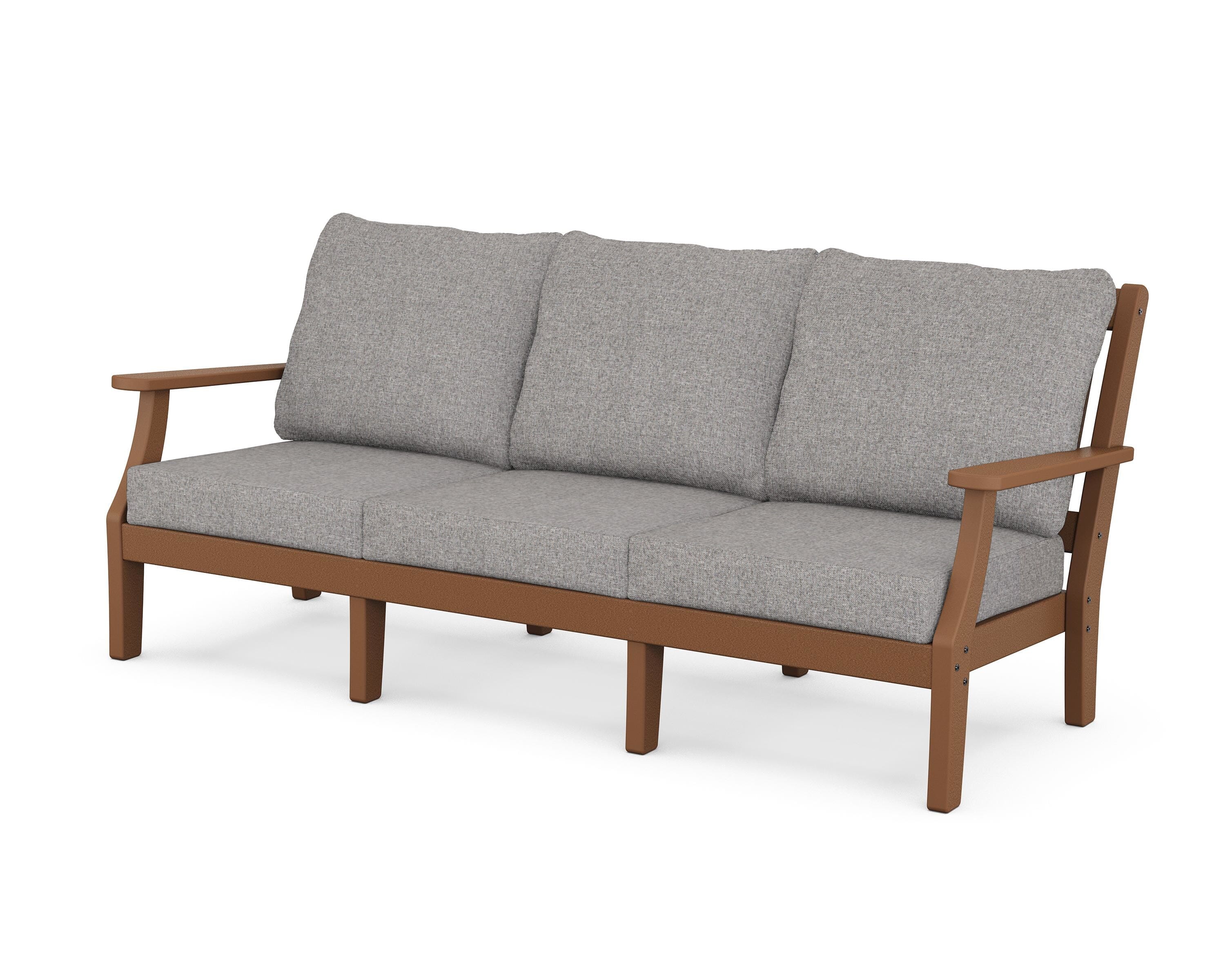 Martha Stewart by POLYWOOD® Chinoiserie Deep Seating Sofa in Teak / Grey Mist