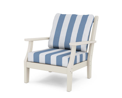 Country Living Wovendale Deep Seating Chair in Sand / Cabana Stripe Sky Blue