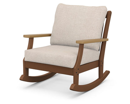 POLYWOOD® Braxton Deep Seating Rocking Chair in Teak / Natural / Blend Linen