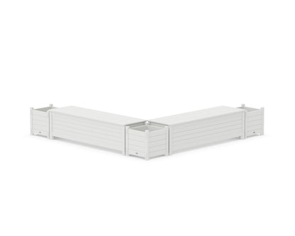 POLYWOOD® 60" Nautical L- Shaped Planter Storage Bench Corner Set in White