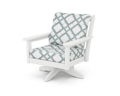 Chippendale Deep Seating Swivel Chair - White
