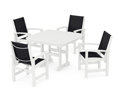 POLYWOOD® Coastal 5-Piece Dining Set in White / Black Sling