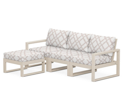 POLYWOOD® EDGE 4-Piece Modular Deep Seating Set with Ottoman in Sand / Trellis Dune Burlap