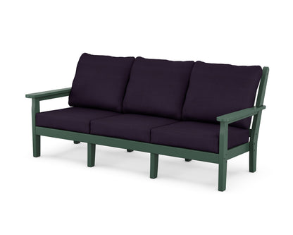 POLYWOOD® Chippendale Deep Seating Sofa in Green / Navy Linen