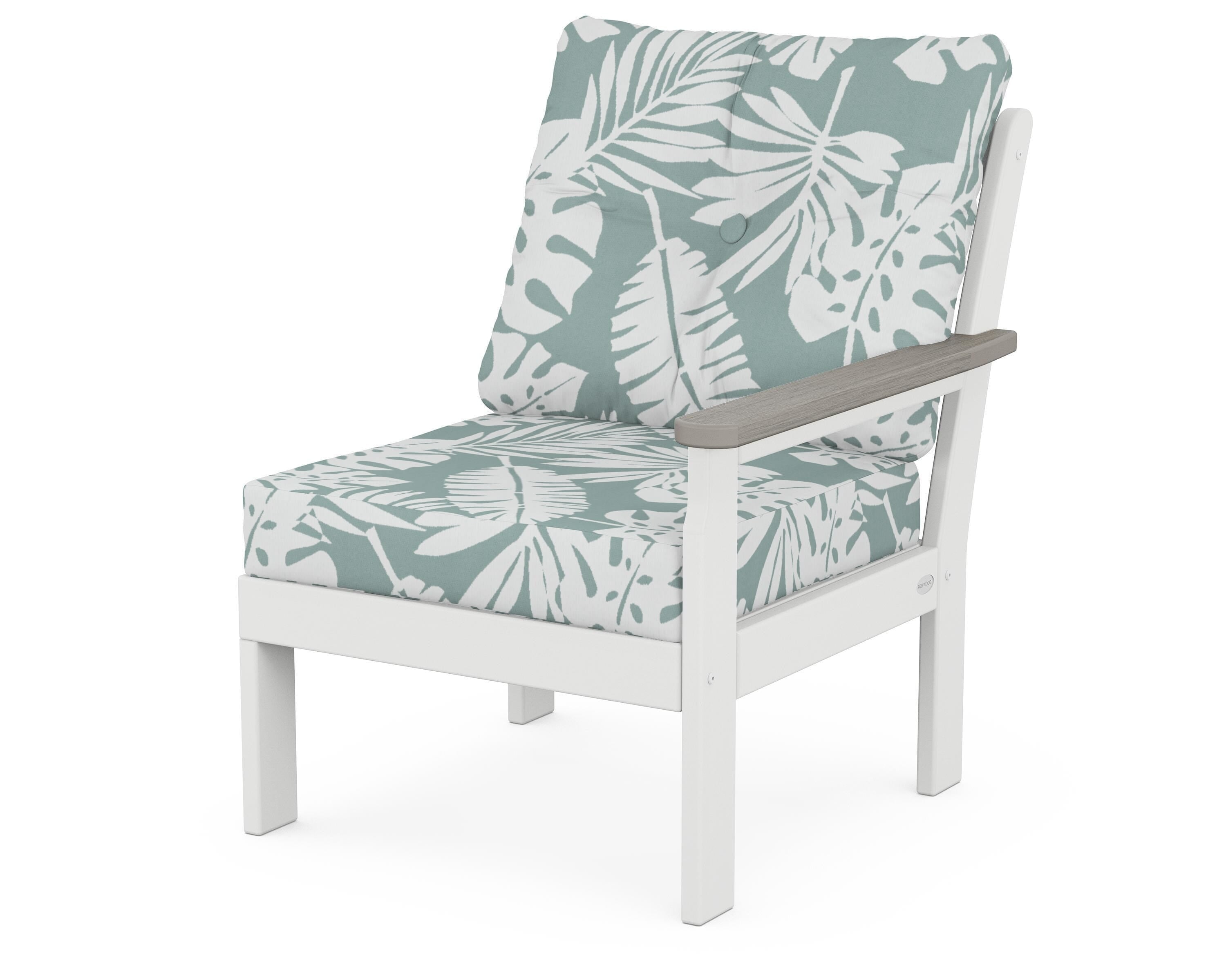 POLYWOOD® Vineyard Modular Right Arm Chair in White / Driftwood / Leaf Glacier Spa