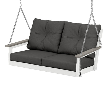POLYWOOD® Vineyard Deep Seating Swing in White / Driftwood / Spectrum Carbon
