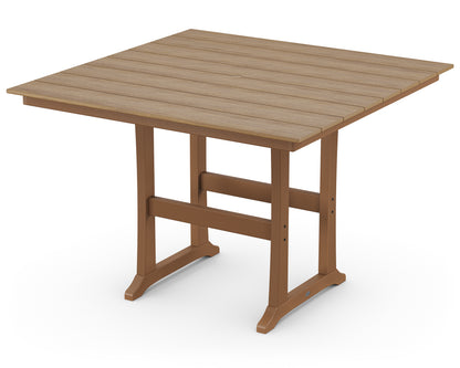 POLYWOOD® Farmhouse Trestle 59" Bar Table in Teak / Natural
