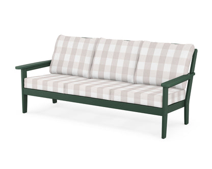 Country Living Cottage Deep Seating Sofa in Green / Buffalo Plaid Dune Burlap