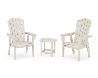 POLYWOOD® Nautical 3-Piece Curveback Upright Adirondack Chair Set in Sand