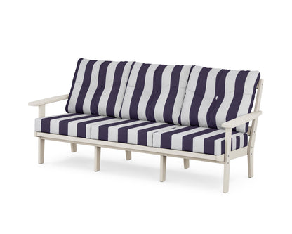 POLYWOOD® Prairie Deep Seating Sofa in Sand / Cabana Stripe Navy