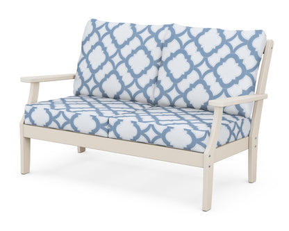POLYWOOD® Braxton Deep Seating Loveseat in Sand / Trellis Sky Blue