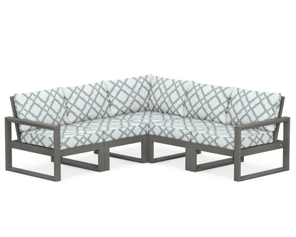 POLYWOOD® EDGE 5-Piece Modular Deep Seating Set in Slate Grey / Trellis Glacier Spa