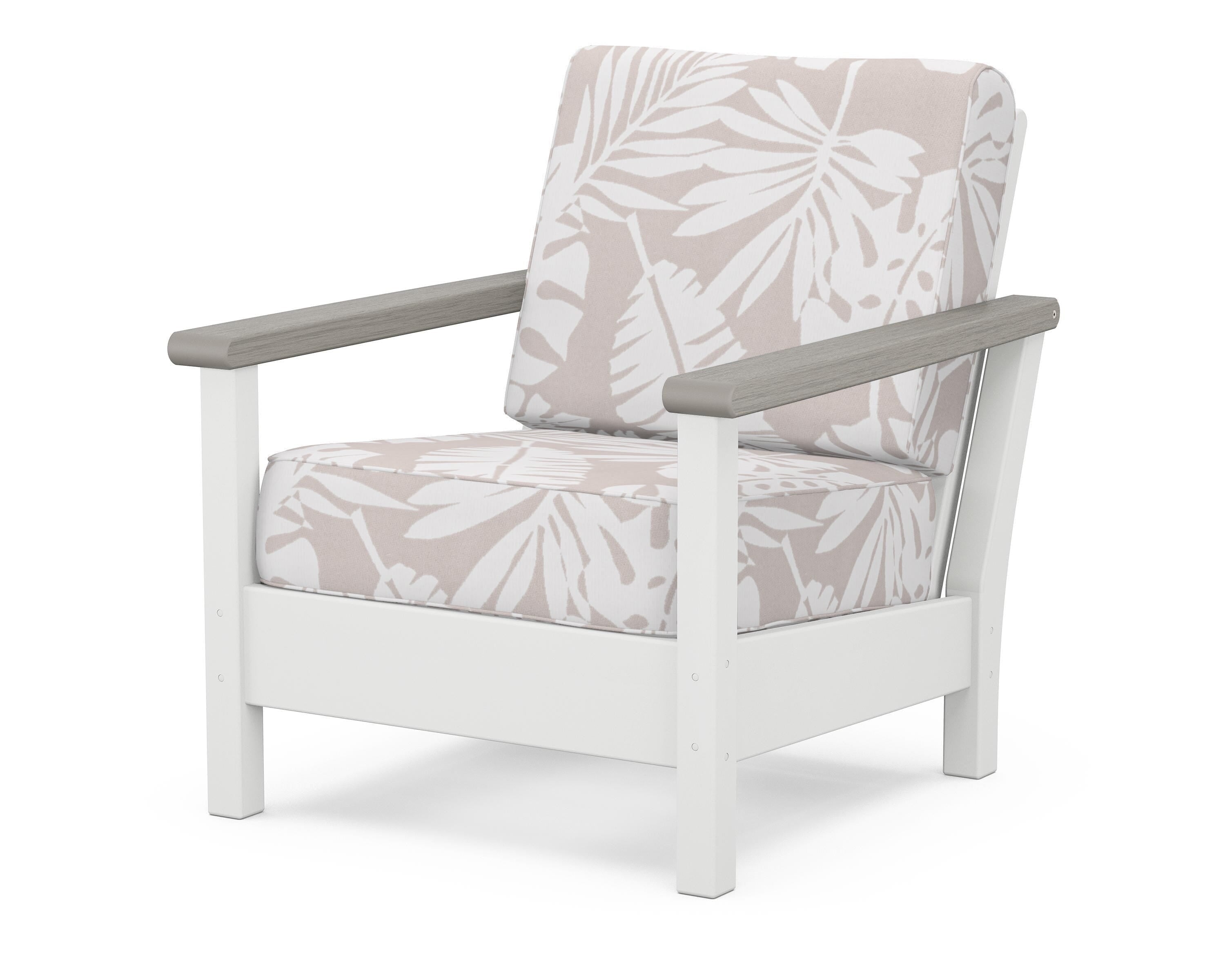 POLYWOOD® Harbour Deep Seating Chair in White / Driftwood / Leaf Dune Burlap