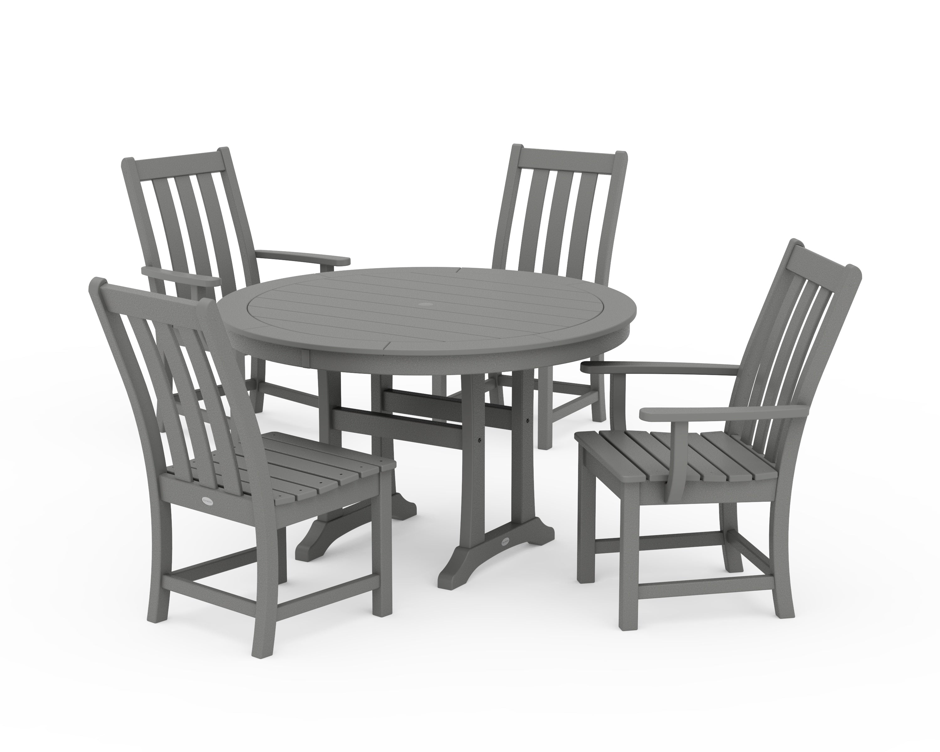 POLYWOOD® Vineyard 5-Piece Nautical Trestle Dining Set in Slate Grey