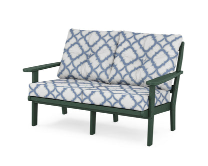 POLYWOOD® Mission Deep Seating Loveseat in Green / Trellis Sky Blue
