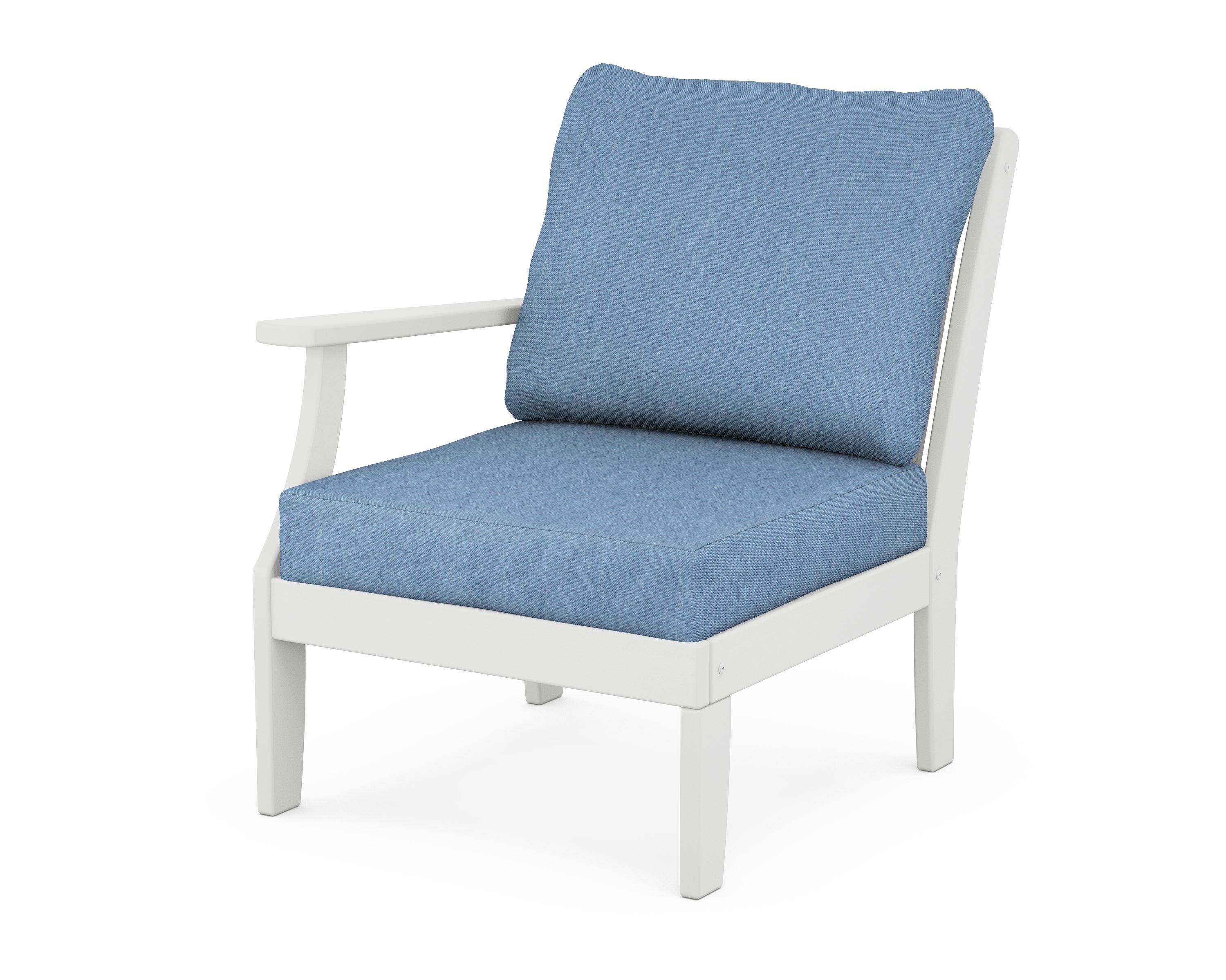 POLYWOOD® Braxton Modular Left Arm Chair in White / Sky Blue