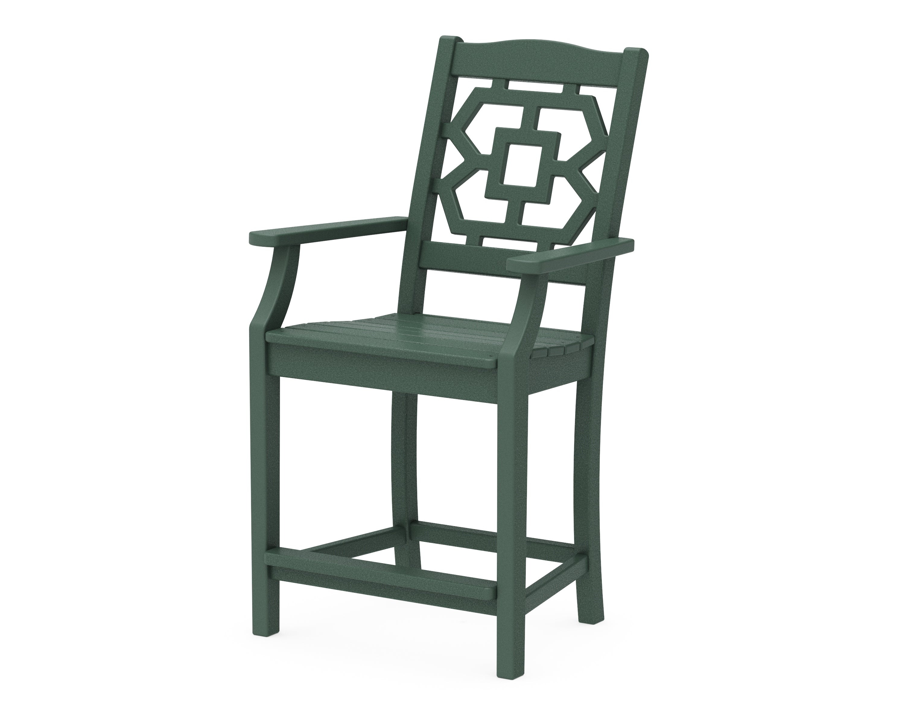 Martha Stewart by POLYWOOD® Chinoiserie Counter Arm Chair in Green