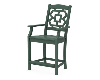 Martha Stewart by POLYWOOD® Chinoiserie Counter Arm Chair in Green