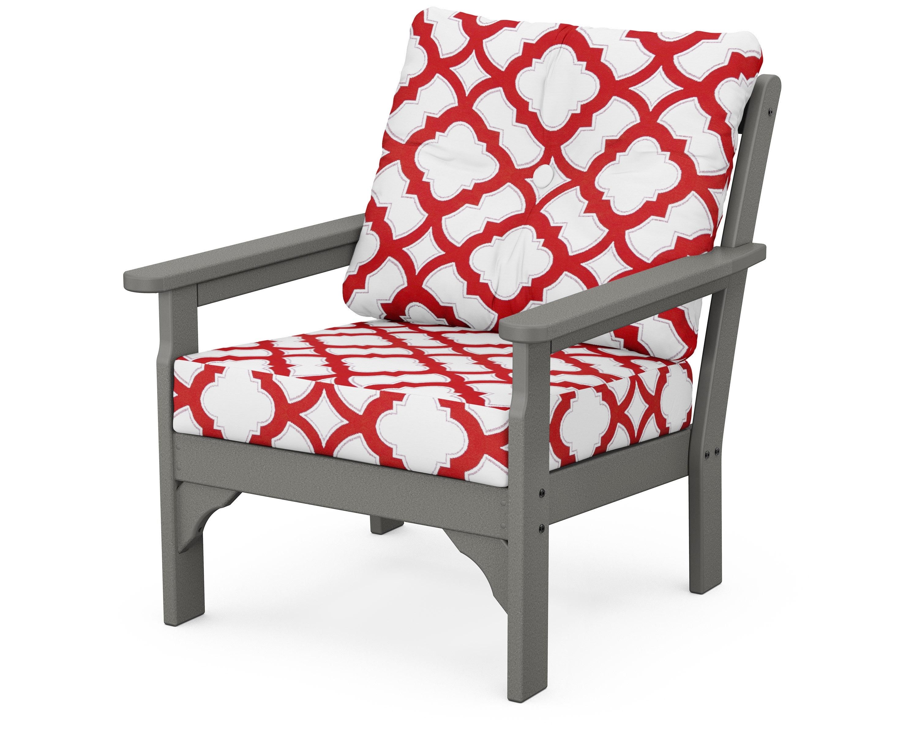 POLYWOOD® Vineyard Deep Seating Chair in Slate Grey / Trellis Crimson