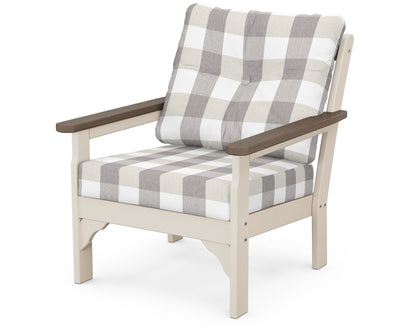 POLYWOOD® Vineyard Deep Seating Chair in Sand / Kona / Buffalo Plaid Grey Mist