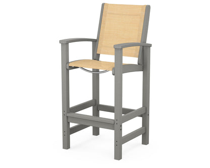 POLYWOOD® Coastal Bar Chair in Slate Grey / Dupioni Apricot Sling