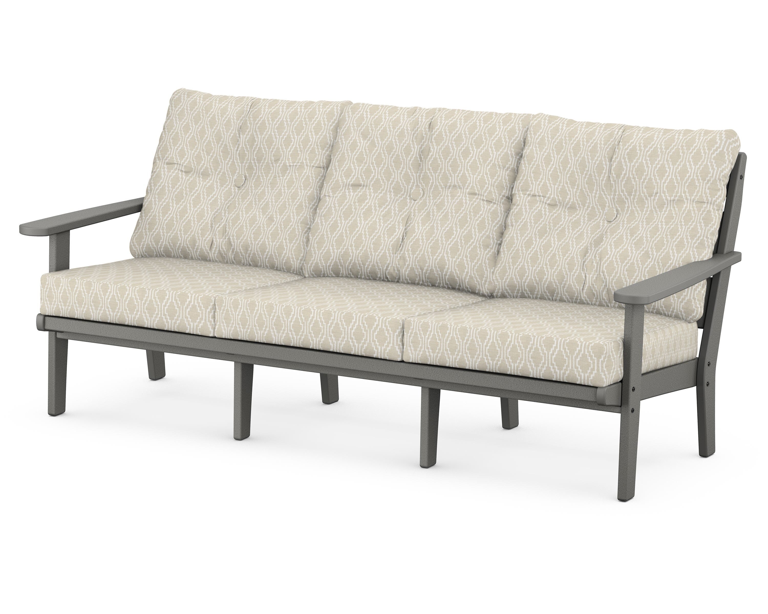 POLYWOOD® Lakeside Deep Seating Sofa in Slate Grey / Solve Linen